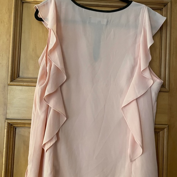 Eloquii Sheer Pink Blouse with Ruffles and trim tie size 14 - Picture 4 of 8